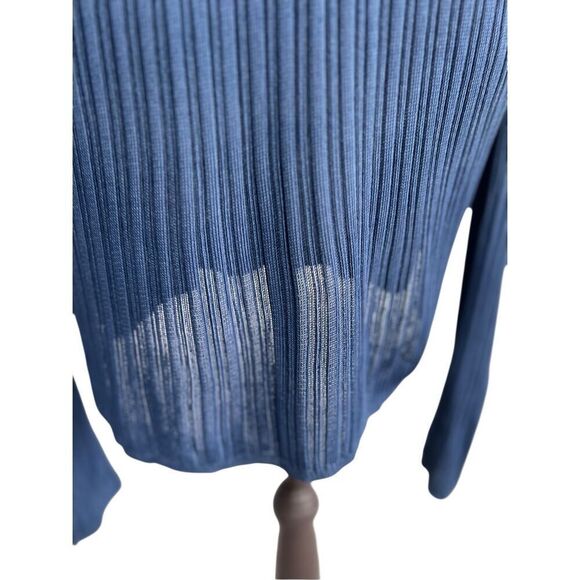 Vintage Armani Exchange Superb Ribbed Sweater Size Size L Navy V Neck Long Sheer - Picture 5 of 9